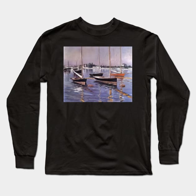 boats on the seine at argenteuil - Gustave Caillebotte Long Sleeve T-Shirt by Kollagio